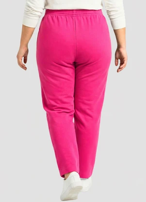Yends Fashion - Calça Moletom Plus Size Punho Bainha Rosa - YENDS FASHION