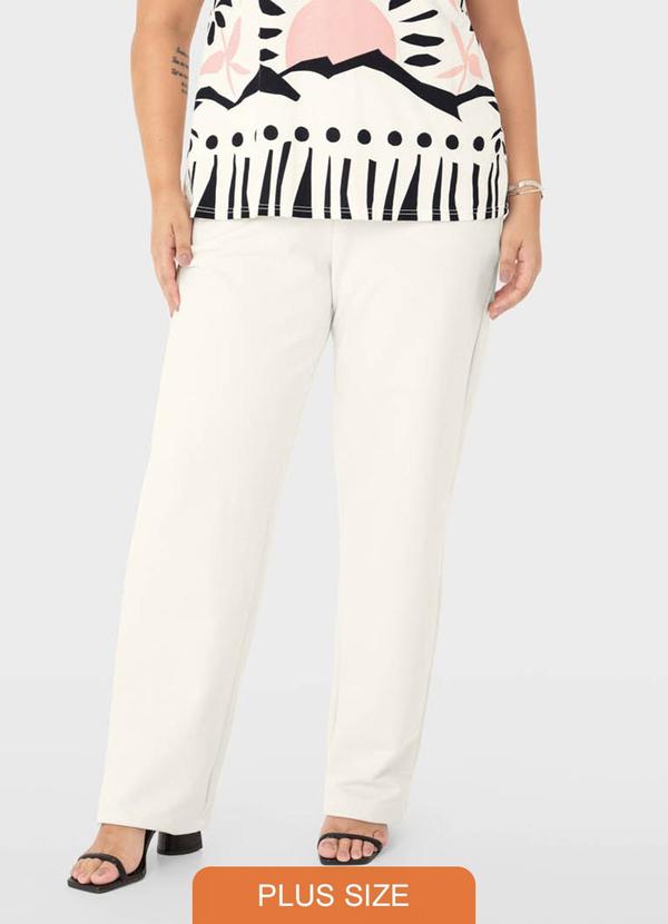 Malwee Plus - Calça Off White Alfaiataria em Moletom