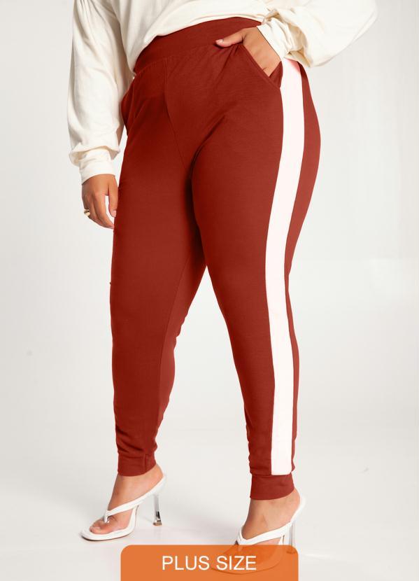 Lunender Mais Mulher - Calça Plus Size em Moletom Vermelho