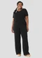 Cereja Rosa - Calça Plus Size em Viscose Trabalhada Marrom - variação: Preto