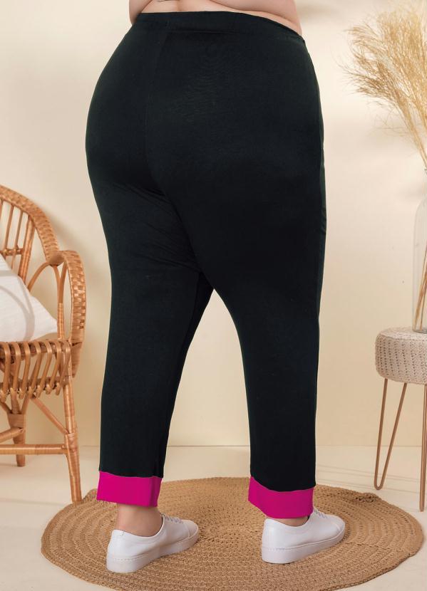 Outlet - Calça Plus Size Preta/Pink com Nervura 2