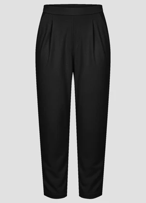 Cereja Rosa - Calça Plus Size Viscose Linho com Pregas Preto - CEREJA ROSA