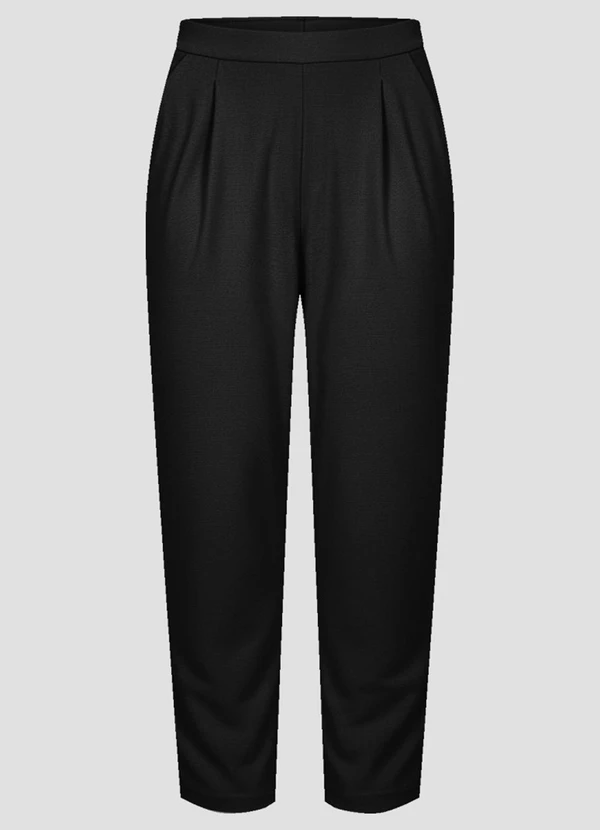 Cereja Rosa - Calça Plus Size Viscose Linho com Pregas Preto
