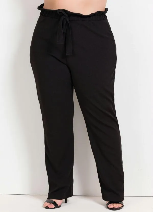Marguerite - Calça Preta Clochard com Amarração Plus Size 2