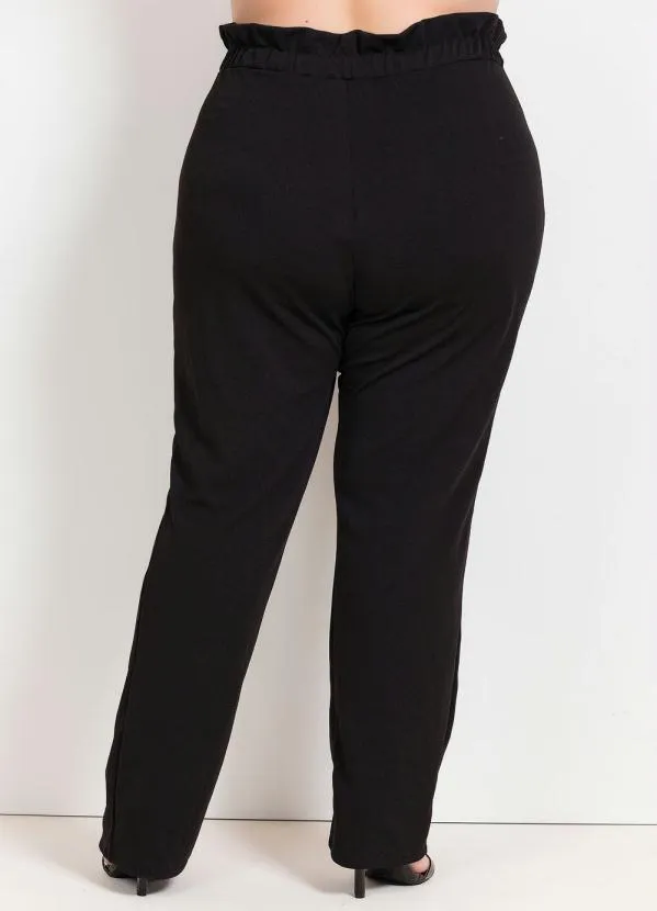 Marguerite - Calça Preta Clochard com Amarração Plus Size 1