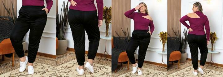 Cala Preta com Bolsos Plus Size