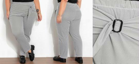 Cala Preta e Branca com Fivela Plus Size