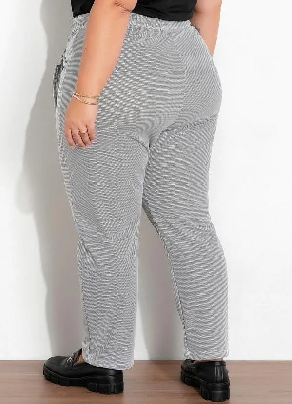 Marguerite - Calça Preta e Branca com Fivela Plus Size 2