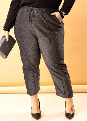 Marguerite - Calça Preta em Malha com Lurex - MARGUERITE