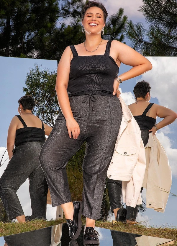 Marguerite - Calça Preta em Malha com Lurex 4