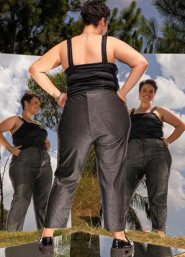 Marguerite - Calça Preta em Malha com Lurex 3