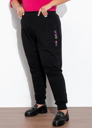 Marguerite - Calça Preta em Moletinho Plus Size - MARGUERITE