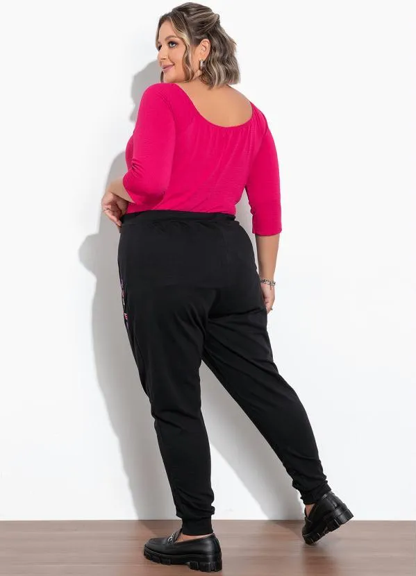 Marguerite - Calça Preta em Moletinho Plus Size 5