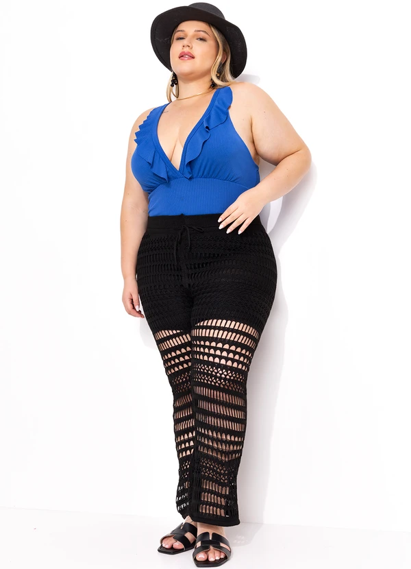 Marguerite - Calça Preta em Tricô Rendada 3