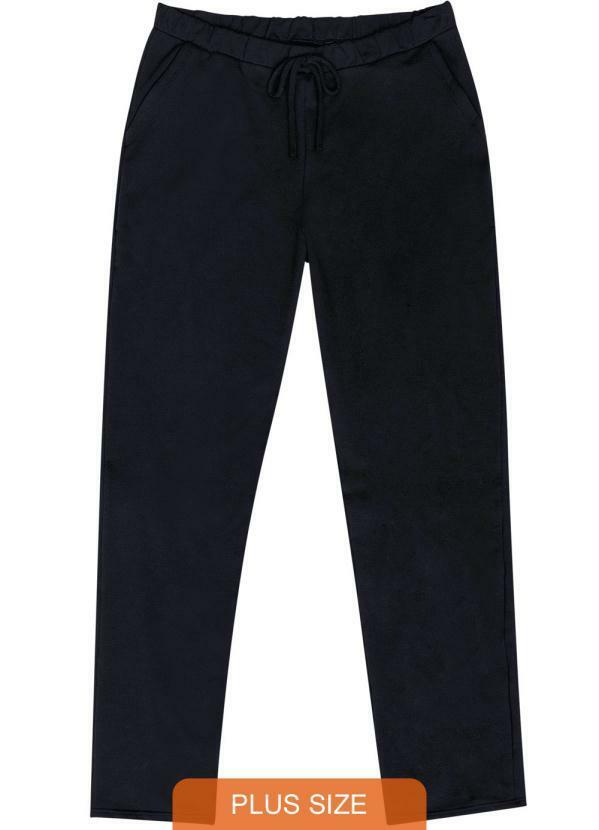 Malwee Plus - Calça Preta Feminina em Moletom