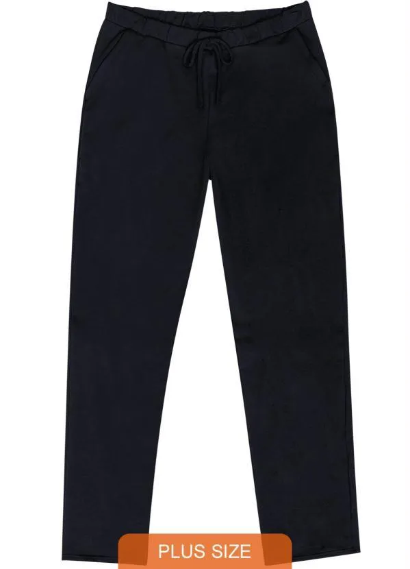 Malwee Plus - Calça Preta Feminina em Moletom