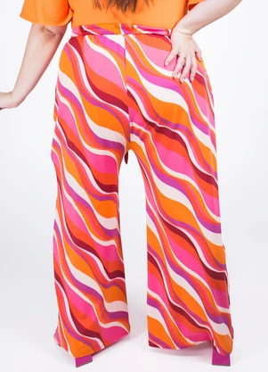 Marguerite - Calça Psicodélica Rosa em Poliflex - MARGUERITE