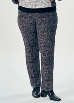 Lisamour - Calça Reta com Estampa Tweed Preto - LISAMOUR
