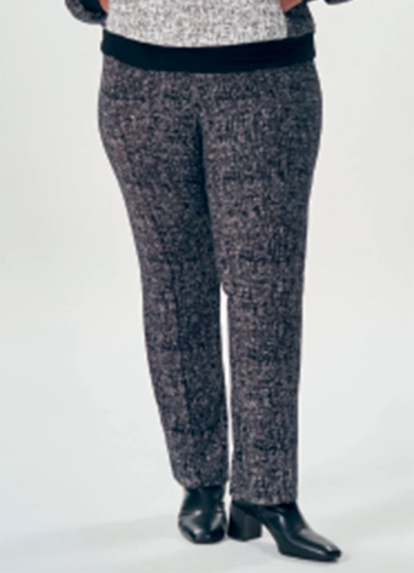 Lisamour - Calça Reta com Estampa Tweed Preto