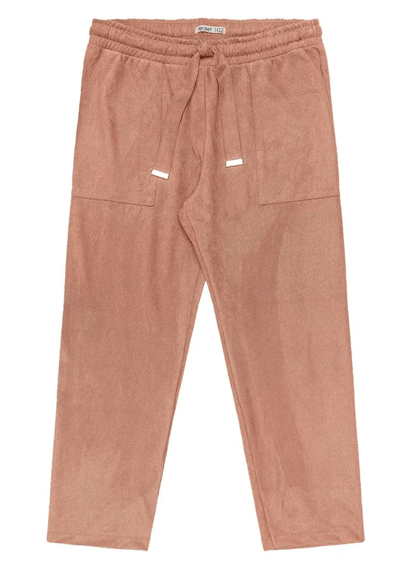 Secret Glam - Calça Reta Plus Size Feminina em Suede Marrom 6