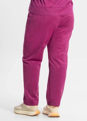 Secret Glam - Calça Reta Plus Size Feminina em Suede Roxo - SECRET GLAM