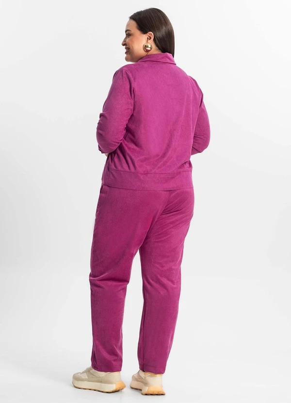 Secret Glam - Calça Reta Plus Size Feminina em Suede Roxo 4