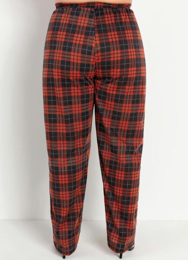 Marguerite - Calça Xadrez Marrom com Elástico Plus Size 2