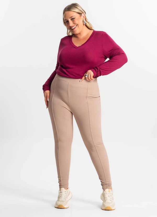 Secret Glam - Legging Plus Size em Courino Marrom 3