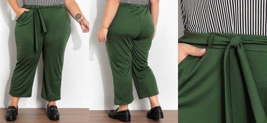 Cala Cropped Verde Militar Plus Size