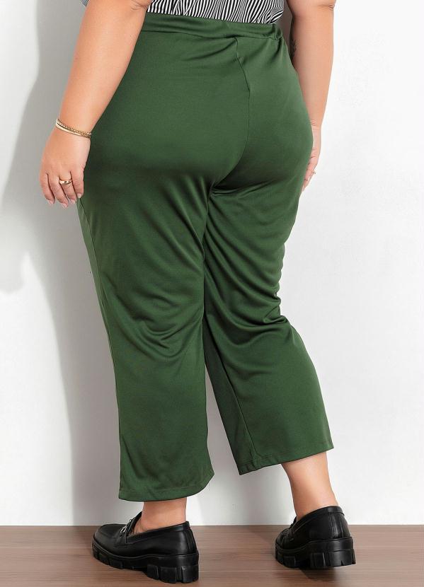 Marguerite - Calça Cropped Verde Militar Plus Size 2