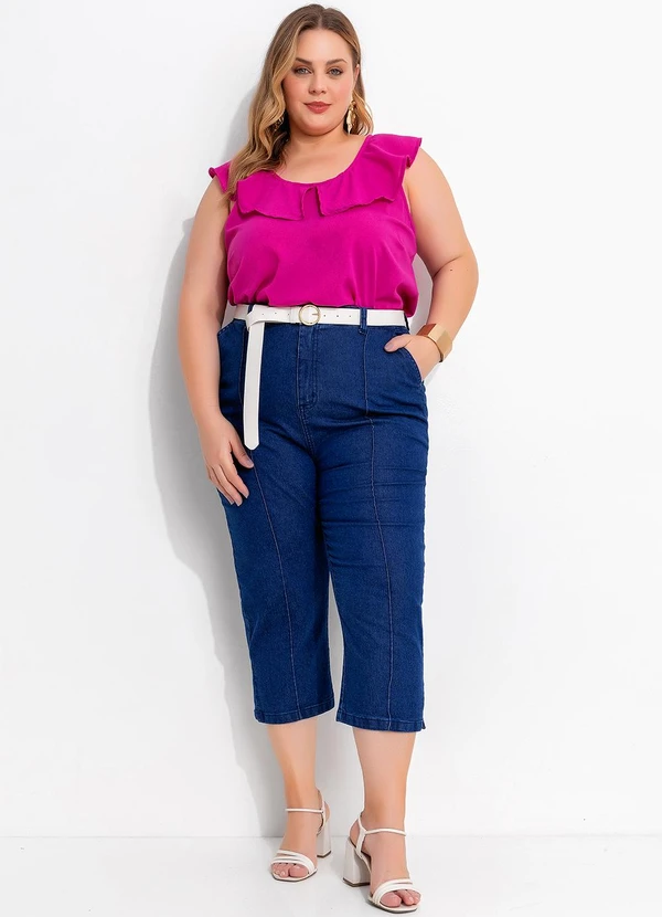 Marguerite - Calça Jeans Azul Escuro em Jeans 3