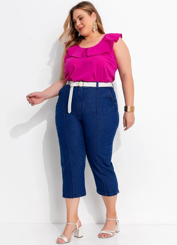 Marguerite - Calça Jeans Azul Escuro em Jeans 6