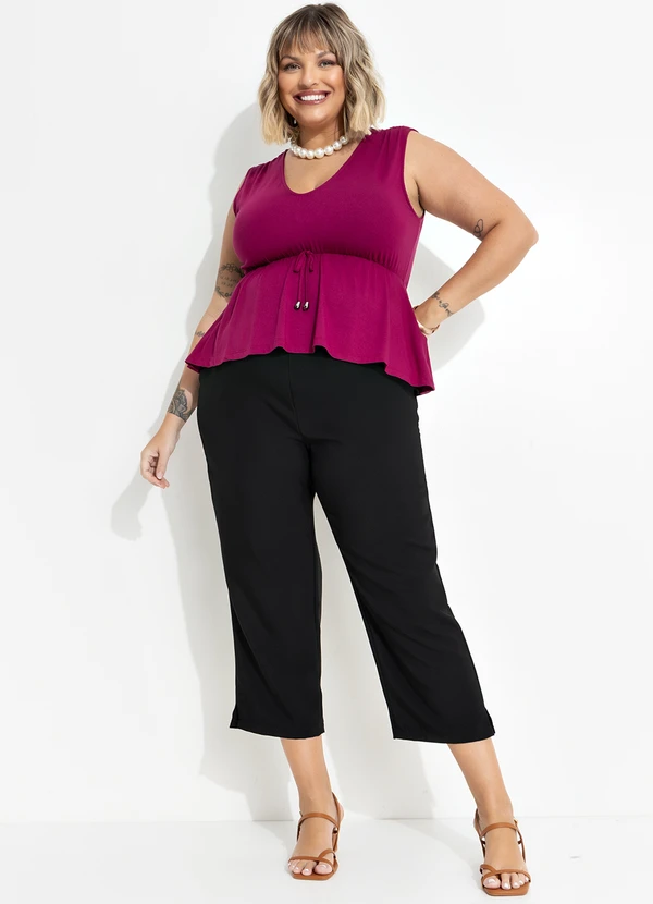 Marguerite - Calça Preta em Crepe Plano 3