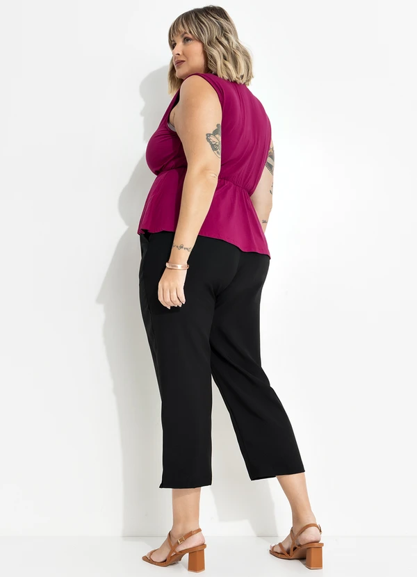 Marguerite - Calça Preta em Crepe Plano 5