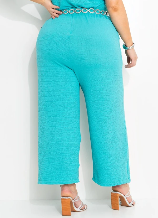 Marguerite - Calça Verde Turquesa em Malha Anarruga 2