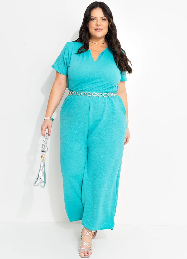 Marguerite - Calça Verde Turquesa em Malha Anarruga 3