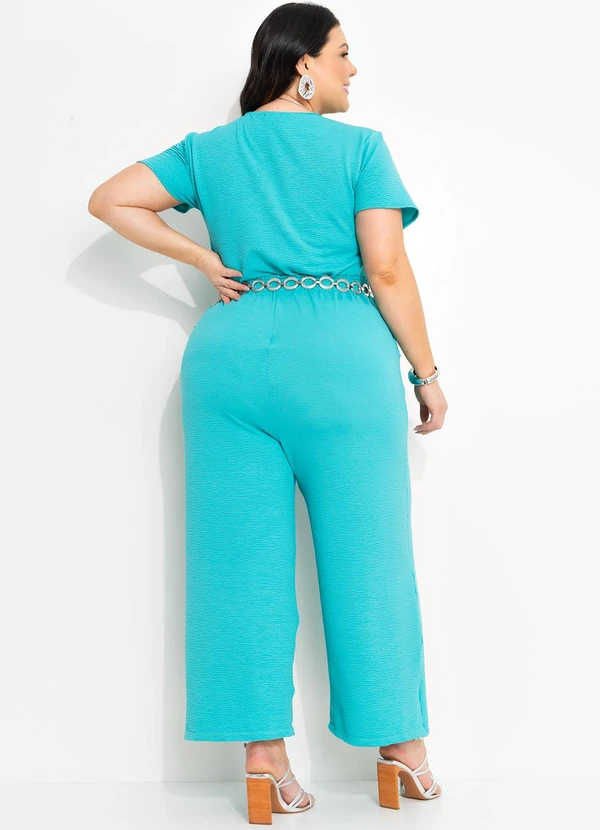 Marguerite - Calça Verde Turquesa em Malha Anarruga 4