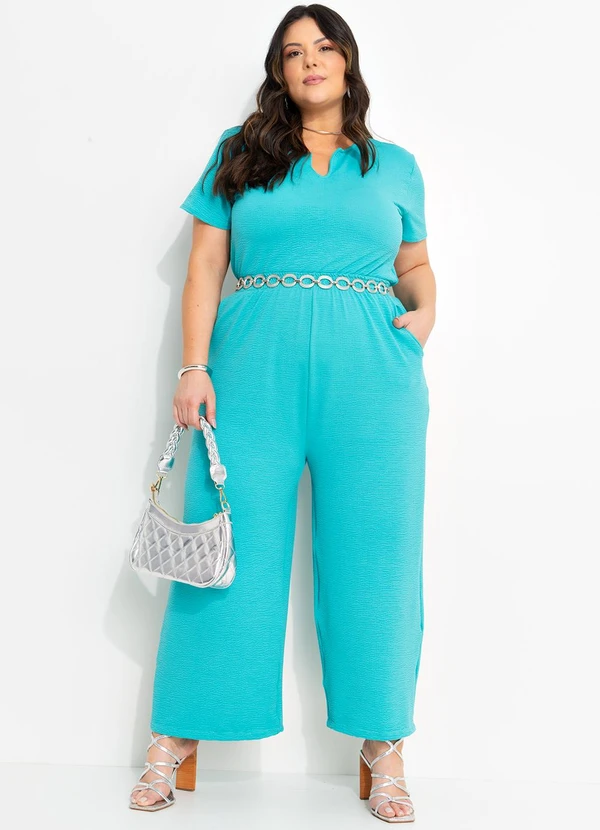 Marguerite - Calça Verde Turquesa em Malha Anarruga 6