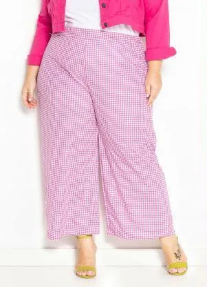 Marguerite - Calça Xadrez Rosa Cropped Plus Size - MARGUERITE