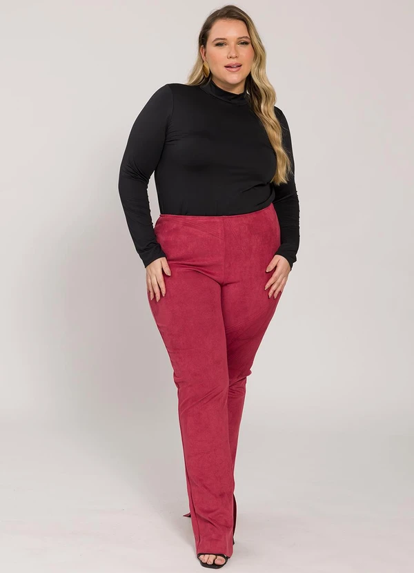 Lisamour - Calça Flare com Fenda Frontal Vermelha 1