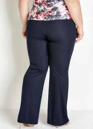 Marguerite - Calça Flare Marinho Plus Size - MARGUERITE