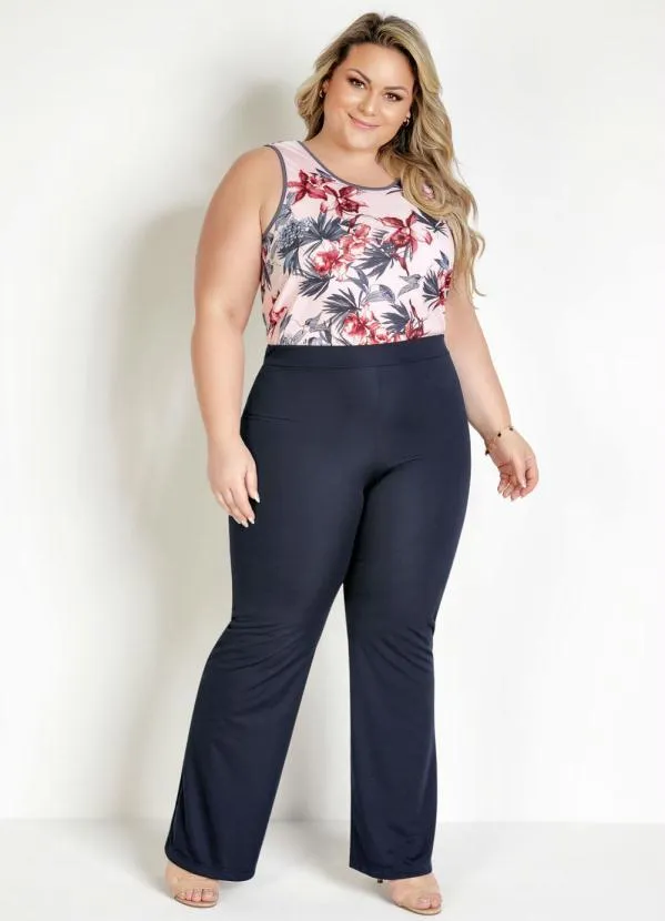 Marguerite - Calça Flare Marinho Plus Size 3