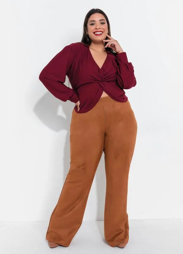 Queima Estoque - Calça Flare Plus Size Caramelo 2