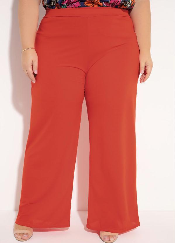 Marguerite - Calça Laranja Flare em Piquet Plus Size