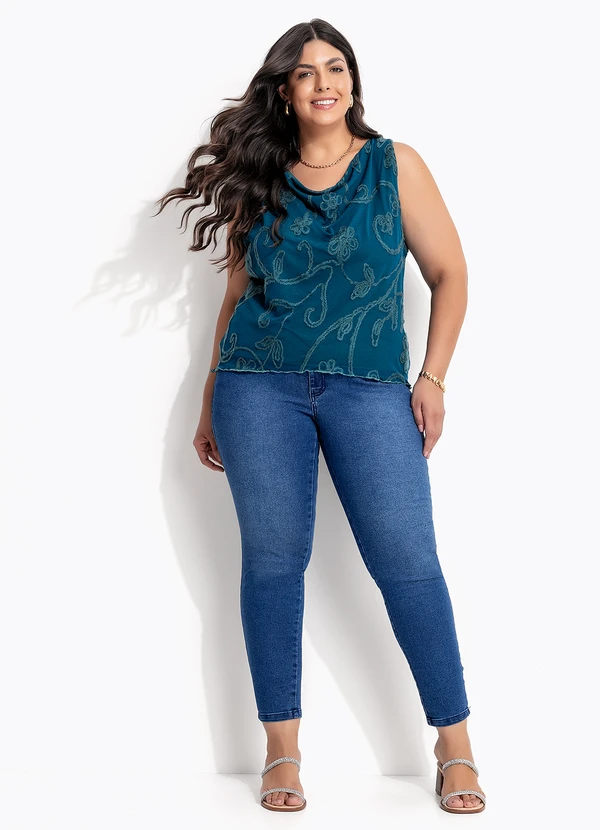 Marguerite - Calça Azul Escuro em Jeans com Elastano 7