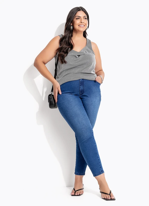 Marguerite - Calça Azul Escuro em Jeans com Elastano 10