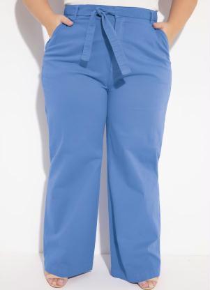 Cala (Azul) Wide Leg com Faixa Grtis Plus Size