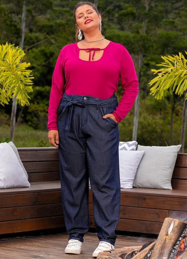 Marguerite - Calça Baggy Jeans Azul Escura 8