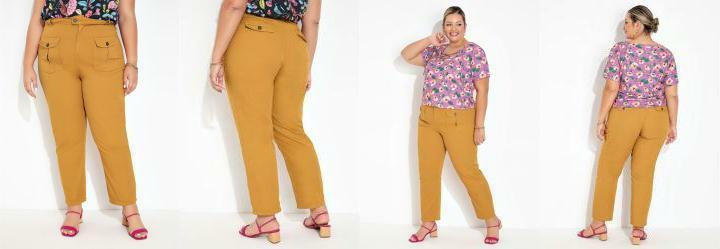 Cala Caramelo com Bolsos Cargo Plus Size