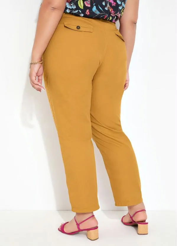 Marguerite - Calça Caramelo com Bolsos Cargo Plus Size 3